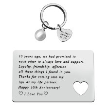 10th Anniversary Card Engraved Wallet Insert Card for Husband Wife, Mini 10th Anniversary Wedding Love Note Gifts, 10th Anniversary Card Gifts for