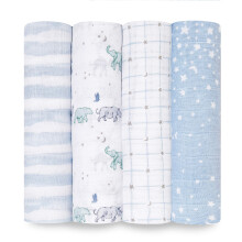 100% cotton Muslin Swaddle & Receiving Blankets for Baby Girls & Boys, 120x120cm, Ideal Newborn & Infant Swaddling Wrap Set, Perfect Shower Gifts, 4