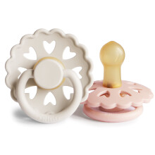 Fairytale Latex Pacifier Pack of 2 | Natural Rubber Soother Dummy | BPA-Free | Made in Denmark | Symmetrical Cherry Shaped Nipple (Cream/Blush, Size 1