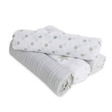 essentials 100% Cotton Muslin Swaddle & Receiving Blanket for Baby Girls & Boys, 112x112cm, Newborn Swaddling Set, Infant & Toddler Shower Gift, 4