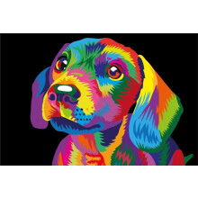 Paint by Numbers for Kids & Adults & Beginner, DIY Canvas Painting Gift Kits for Home Decoration - Colorful Dog 16 x 20 inch (Without Framed)