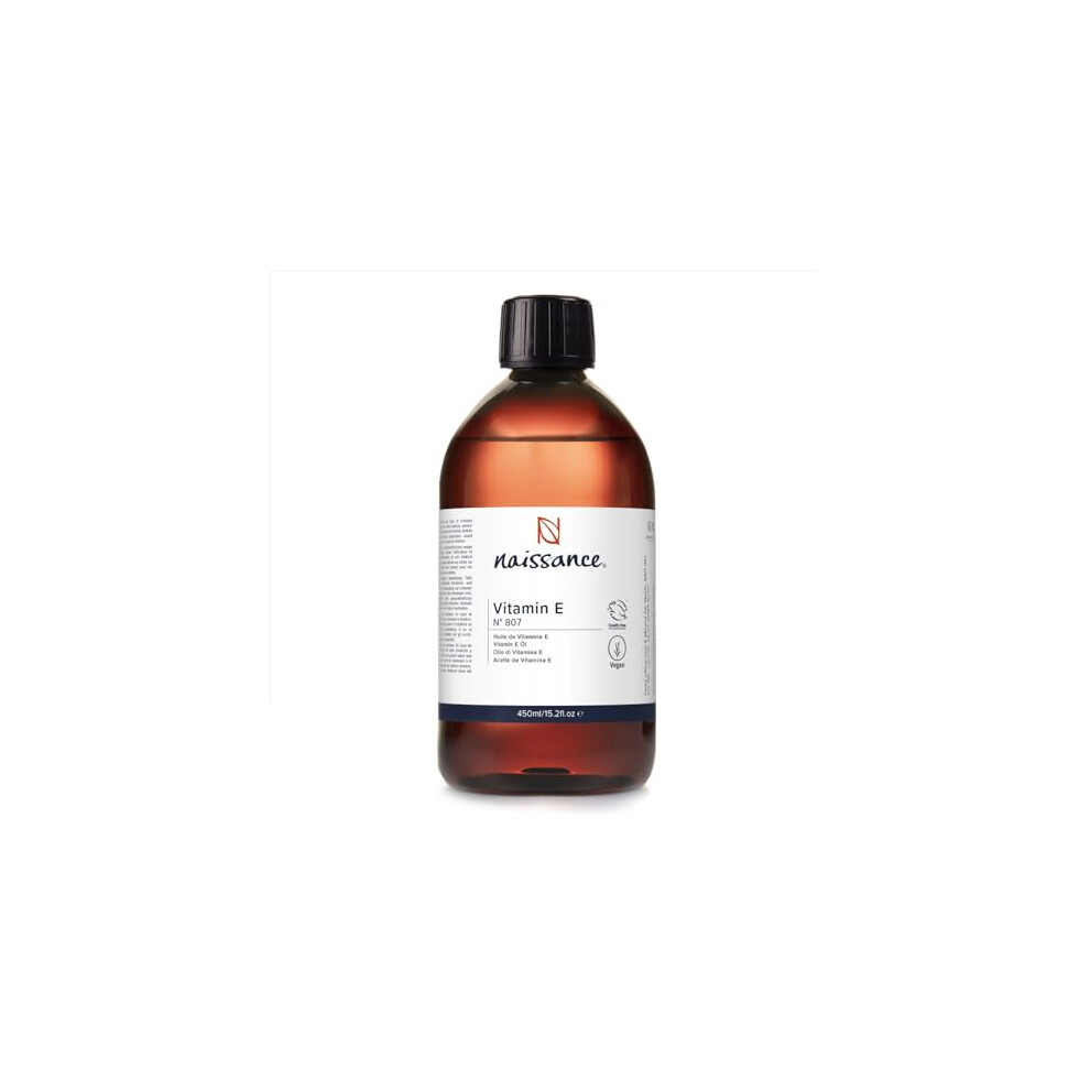 Naissance Vitamin E Oil (No. 807) 450Ml - For Skin, Face, Hair Growth, Scalp, Nails, Cuticles, Scars - Natural & Plant-Based