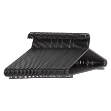 Plastic Hangers with Suit Trouser Bar and Lips, Black (50-Pack)
