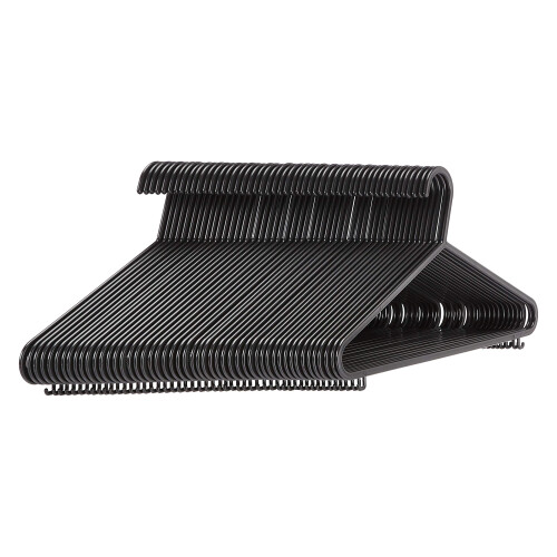 Amazon Plastic Hangers with Suit Trouser Bar and Lips, Black (50-Pack)