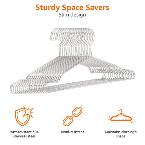 Amazon Stainless Steel Clothes Hangers (20-Pack), Chrome 2