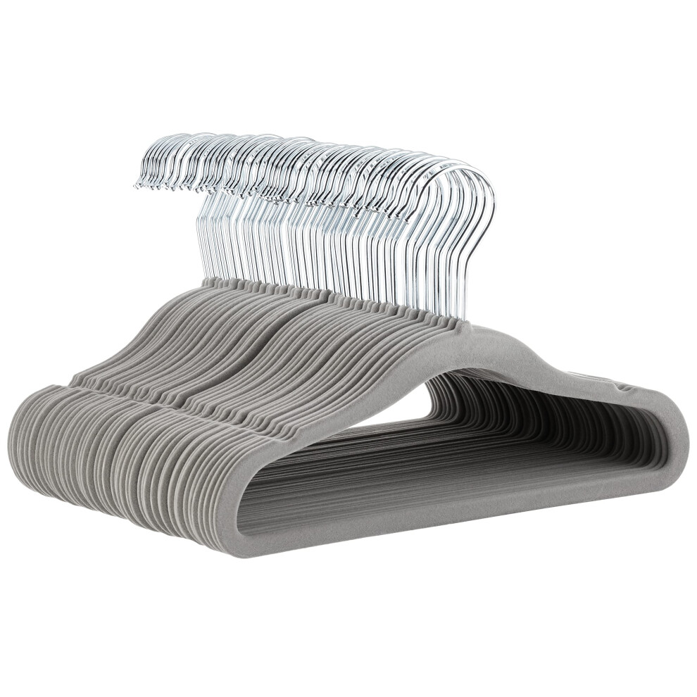 Photos - Clothes Hanger Amazon Kids Velvet, Non-Slip  for Infant and Toddler, 11.6 Inches, Pack of 50, Grey 