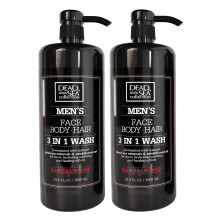 Men's Shower Gel - Pack of 2 (1000 ml. Each) - Sandalwood 3 in 1 Shower Gel for Men - Face Wash for Men with Body Wash for Men and Shampoo for Men