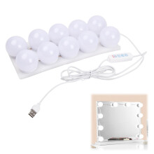 Vanity Mirror Lights Kits, 10 Bulbs Hollywood Style LED Makeup Lights with USB Cable, 3 Colour Changing & 9-Level Brightness, Make up Light for