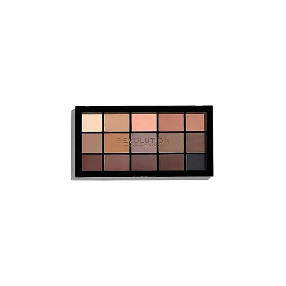 Revolution Reloaded Eyeshadow Palette, Matte Eye Colours, 15 Shades, Basic Mattes, 16.5G