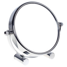 Free Standing Small Platform Shaving/Make Up Mirror, 6 Inch 10x Magnification, Two-Sided Swivel Mirror Chrome finish Cosmetic Mirror, Stand Table