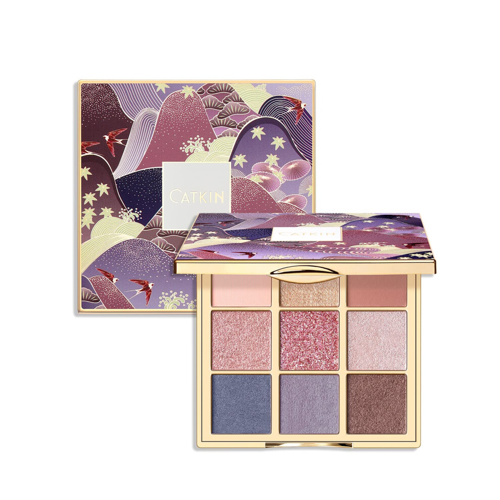 Catkin Eyeshadow Palettes Sparkly Eyeshadow Matte And Glitter Makeup Matte Shimmer Highly Pigmented Makeup Palettes 9 Colors Neutral Cosmetic Eye Shadows(C08
