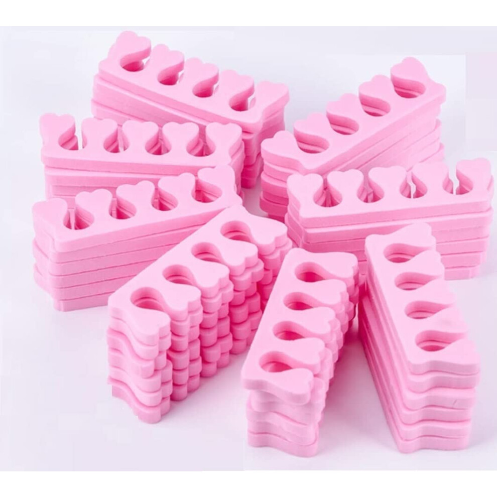 Tossper Pink 50Pcs Foam Sponge Toe Separators Finger Dividers Soft Sponge Finger Divider Spacer Nail Art Manicure Pedicure Tools