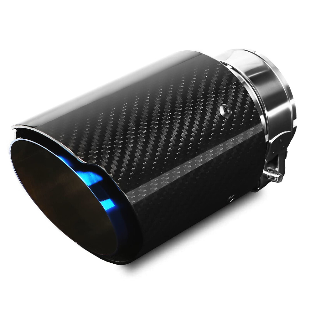 Exhaust Tips Muffler Stainless Steel And Glossy Carbon Fiber Car Exhaust Tail End Pipe, Inlet 63Mm(2.5") Outlet 89Mm(3.5") 796862731700