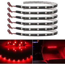 Car Led Strip Light 30CM Waterproof Led Lights Strip for Interior Car Lights Underglow Motorbike Golf Cart Exterior Red Led Strip 12V 5050 12SMD,Pack