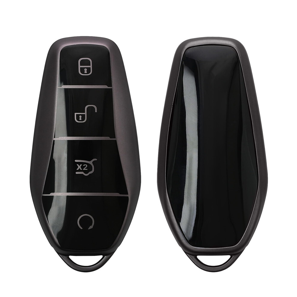 Key Cover Compatible With Byd Atto 3 / Han/Tang/Dolphin/Yuan/Seal - Soft Tpu Car Key Fob Protector Case - Matte/ Black 4067668099438