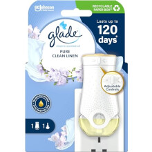 Plug in Air Freshener Holder and Refill, Electric Scented Oil Room Air Freshener, Clean Linen, Starter Kit, (1 x Holder and 1 x 20 ml Refill)