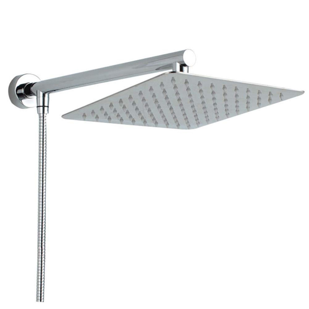 8 inch Shower Head Set with Shower Hose Shower Arm, Square Ultra Thin Stainless Steel Chrome Shower Head Wall Mounted Shower Tap-image-OPC-PFBBWFJ-NEW