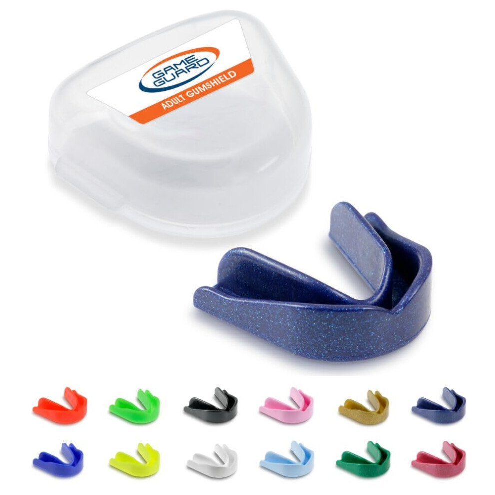 Game Guard Blue Boil & Bite Mouth Guard/Gum Shield Â Mouldable Mouthguard/Gumshields - Adult/Senior - Ce Approved, School Sports, Rugby, Hockey ( Sparkle)