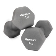 - Neoprene Dumbbell Weights, 01# 2 X 1 Grey, 2 x 1kg