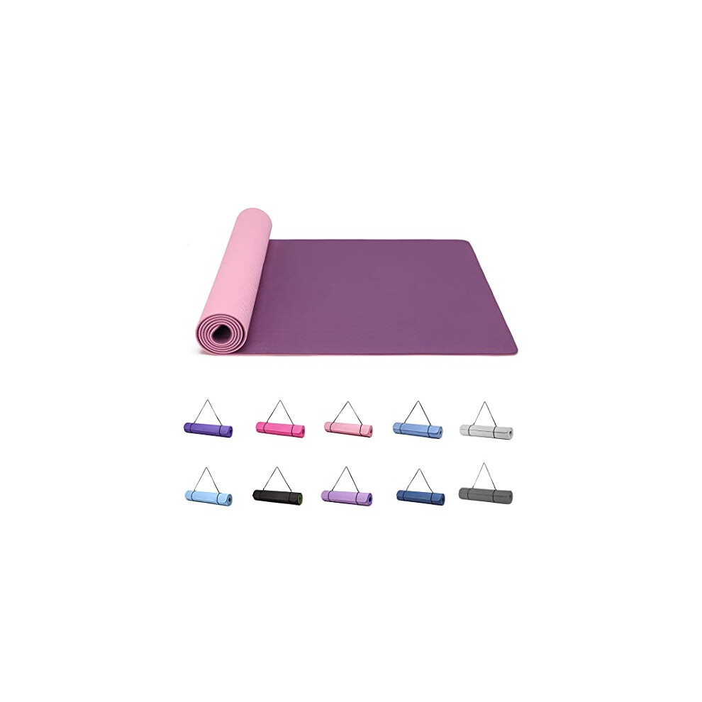 Photos - Yoga  Mat Exercise Mats Workout Pilates Fitness Mat for Women Men Non-Slip Thick 6mm High Density Gymnastics Mats with Carry