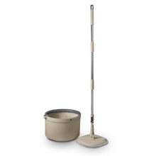 T869009MSH Duo Compact Spin Mop, Built-in Turbine, 2 Internal Containers, Latte & Grey