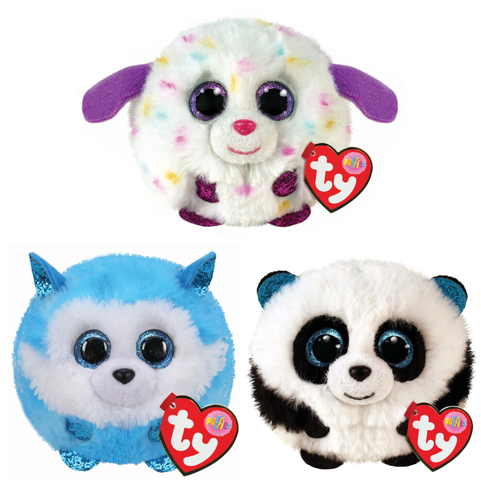 Puffies Soft Plush Toy Multipack | Munchkin, Bamboo, Prince | 4 Inch Collectible Cuddly Stuffed Beanie Baby Teddy x3