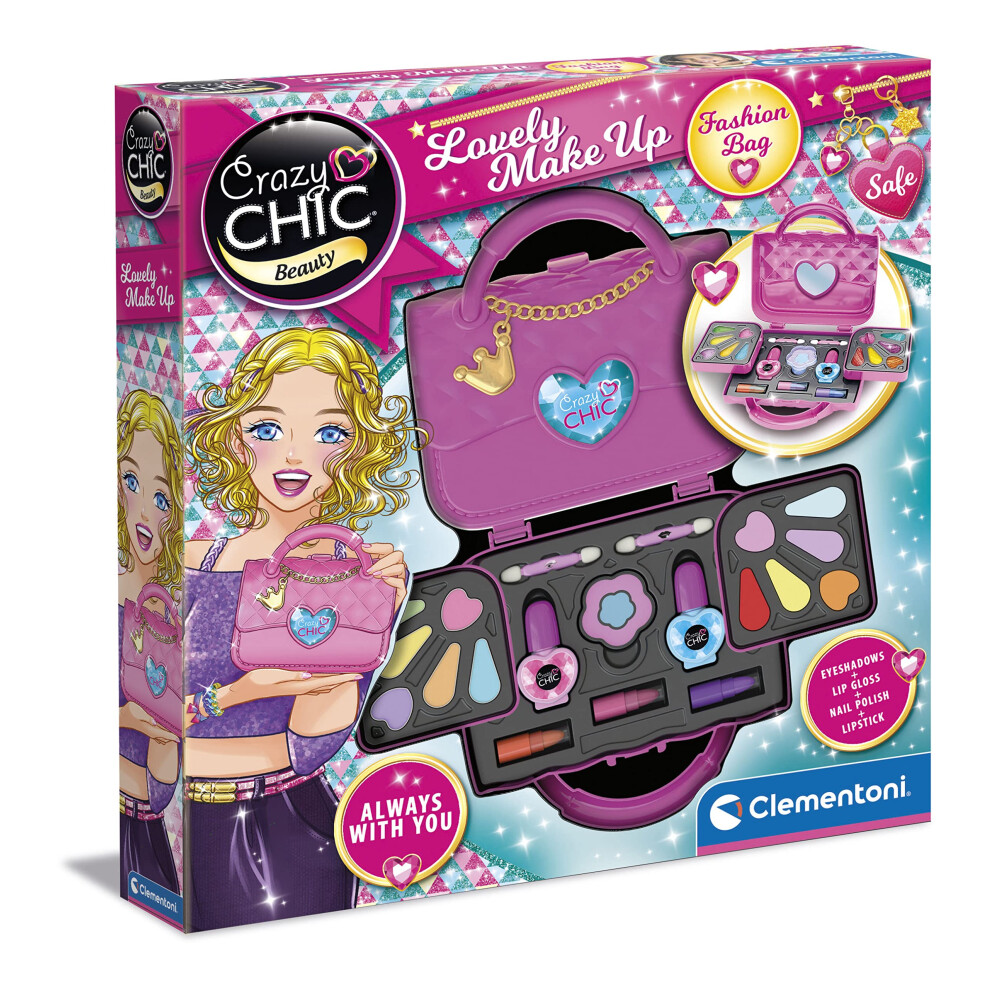 18743 Crazy Chic-Make Girl Bag, Washable, Cosmetic Set Children 6 Years, Handbag with Makeup, Multi-Coloured