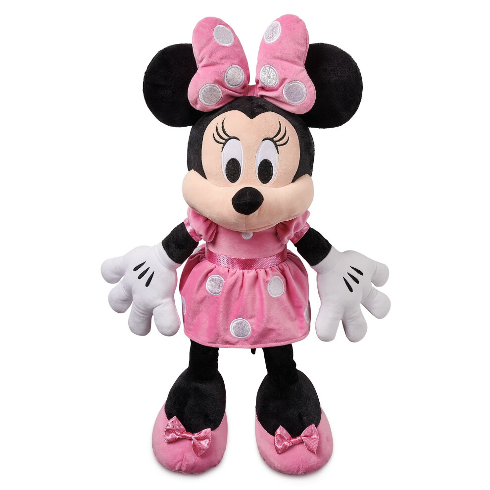 Official Minnie Mouse Large Pink Soft Toy, 67cm/26cm, Plush Cuddly Character In Classic Outfit With 3D Bow, Embroidered Details And Soft Feel Finish