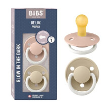 De Lux Soother 2-Pack, BPA Free Dummy Pacifier, Round Nipple. Silicone, Made in Denmark. 0-36 Months (Pack of 2), Blossom/Dusky Lilac