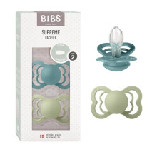 Supreme Soother 2-pack, BPA Free Dummy Pacifier, Symmetrical nipple. Silicone, Size 2 (6-18 Months), Island Sea/Sage