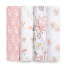 Earthly Swaddle Blanket - Pack of 4 | Large 100% Breathable Muslin Cotton Swaddle Wrap Set for Baby Girls & Boys | Newborn & Infant Sleep Essentials