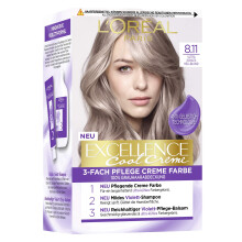 Permanent Hair Colour with Ultra Cool Colour, 100% Grey Coverage Set with Colouration, Shampoo and Conditioner, Excellence Cool Creme #8.11 Ultra Cool