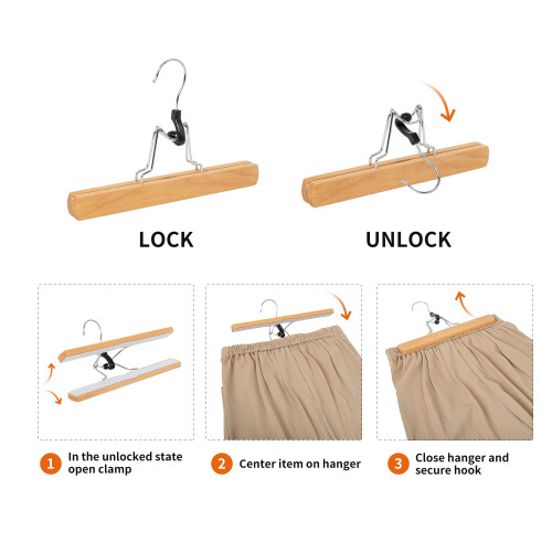 Amazon Wooden Pants Hangers, 10-Pack, 25 cm, Natural 1