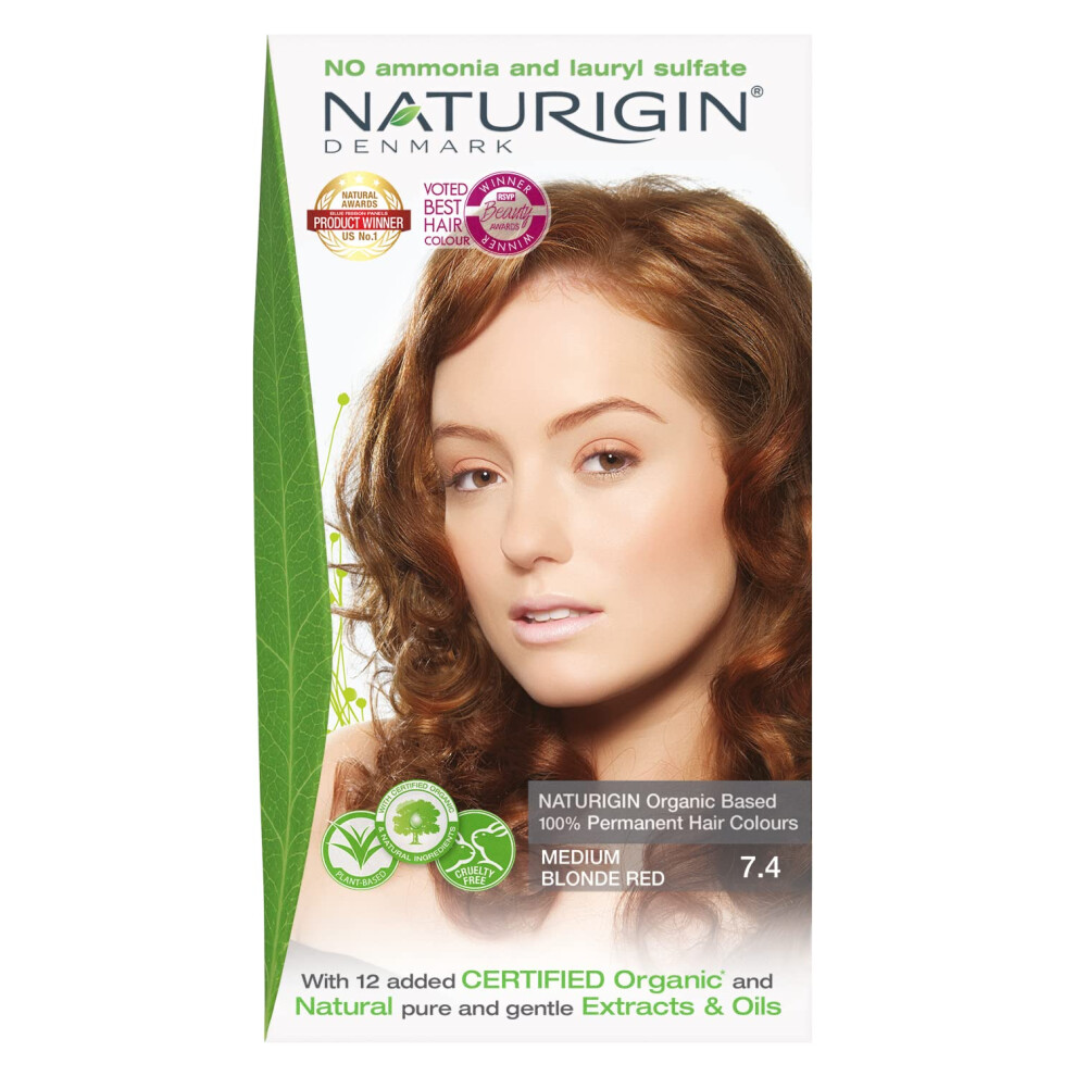 Naturigin Red Auburn Hair Dye 7.4 With Natural Ingredients - No Ammonia