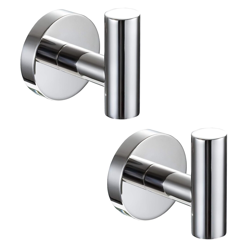 2 Pcs Bathroom Towel Hook,Screw in Metal Coat Robe Hook SUS 304 Stainless Steel Heavy Duty Wall Door Hanger for Bathroom Kitchen Garage Home Hotel