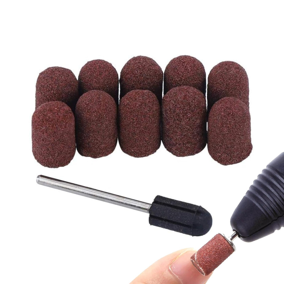 Brrnoo Nail Drill Bits Set, 10 Pcs Nail Grinders Drill Bits Manicure Machine Tools Sand Manicure Pedicure Tool Nail Dedicated Head Grinding Sanding Cap