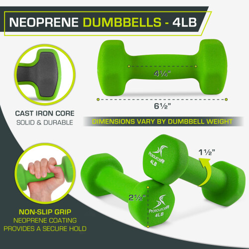 Neoprene Dumbbell Coated for Non-Slip Grip, 4 lb 1