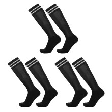 3 Pairs Black Football Socks for Boys Girls, Long Soccer Socks Breathable Sports Socks Trainer Socks Running Socks Hockey Rugby Socks, Long Kids