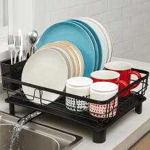 Dish Drainer Space-Saving Dish Drying Rack with Drip Tray Dish Racks Draining Board Rack Kitchen Drying Rack with Cutlery Holder for Kitchen Counter