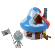- The multicolored house (blue and red) of the Smurfs + an articulated figurine: Astronaut Smurf / CS11