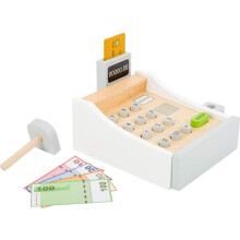 11099 Wooden Register, incl. Scanner, Reader, Play Credit Cards, Trains The handling of and Prices, Authentic Shopping Fun for Young and Old from 3
