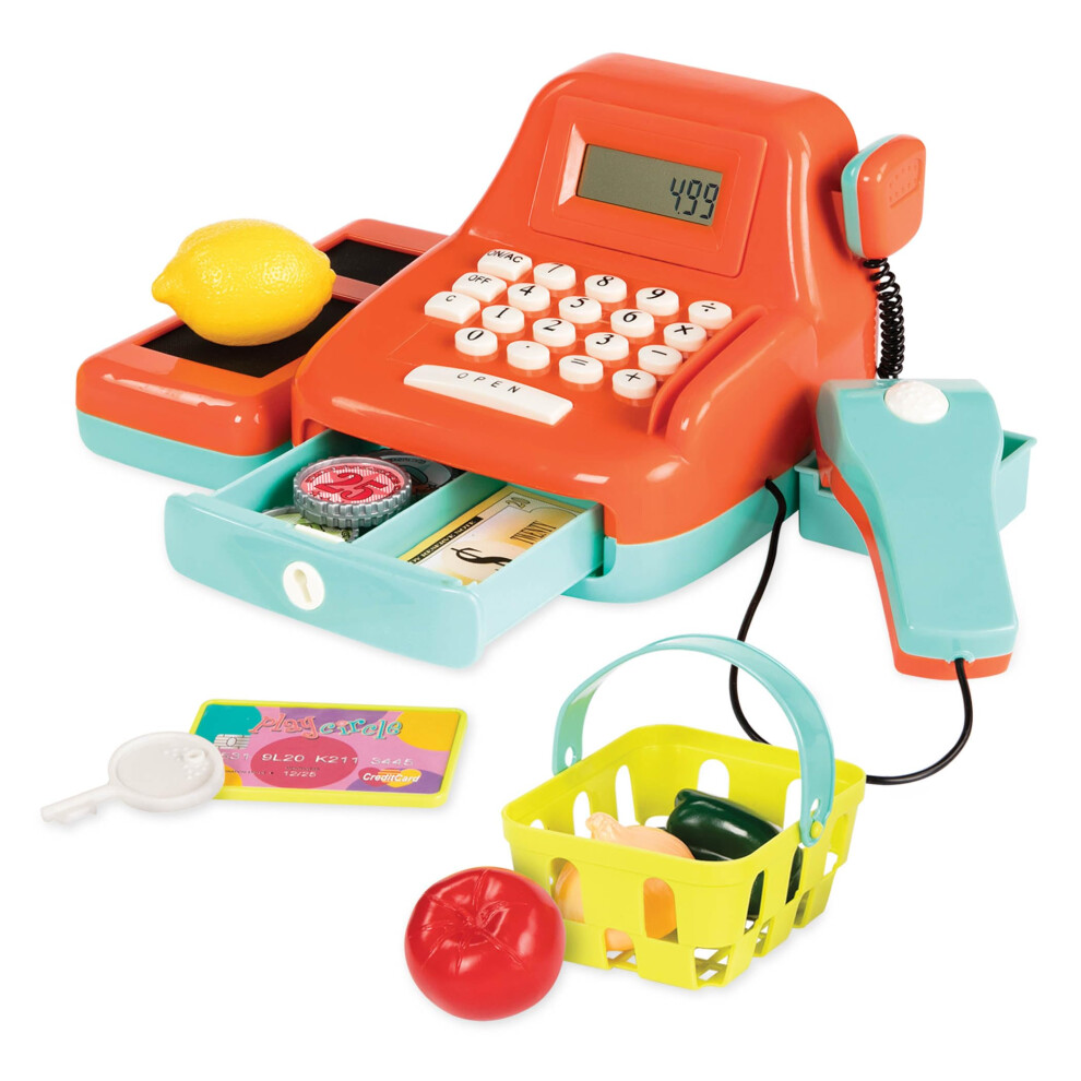 Battat Cash Register Toy Playset – Pretend Play Kids Calculator Cash Register With Accessories For 3+ (26-Pieces)
