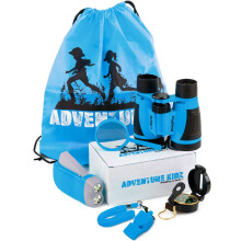 Adventure Kidz - Outdoor Exploration Kit, Children's Toy Binoculars, Torch, Compass, Whistle, Magnifying Glass, Backpack. Great Kids Gift Set for