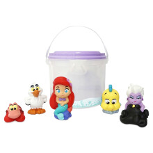 Official Bath Toy Set for Kids, The Little Mermaid, 5 Pc., Playset Includes Bucket with Straining Lid and Five Figures, Suitable for Ages 6 Months+