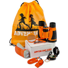 Adventure Kidz - Outdoor Exploration Kit, Children's Toy Binoculars, Torch, Compass, Whistle, Magnifying Glass, Backpack. Great Kids Gift Set for