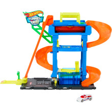 Let's Race Netflix - City Toy Car Track Set, Tunnel Twist Car Wash with 1 Color Shifters Vehicle in 1:64 Scale, HTN80