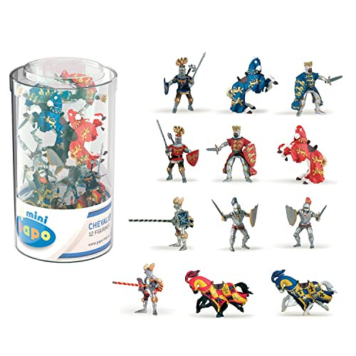 Papo Mini Figura Tubo, Cavalieri - 12 Pezzi