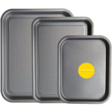 3-Pack - Baking Tray and Roasting Tray Set - 38cm, 35cm & 28cm Baking Tray/Pan, Non-Stick, Multi-Pack Set Oven Trays - Dishwasher Safe and Easy Clean.