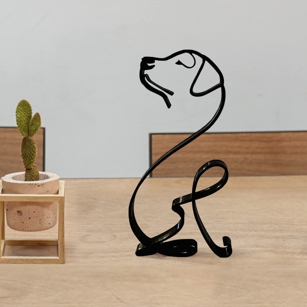 Metal Dog Minimalist Art Wall Sculpture, Abstract Metal Wire Geometric Dog Line Drawing Art Statue, Black, 3.34x6.65inch/8.5 * 16.9CM