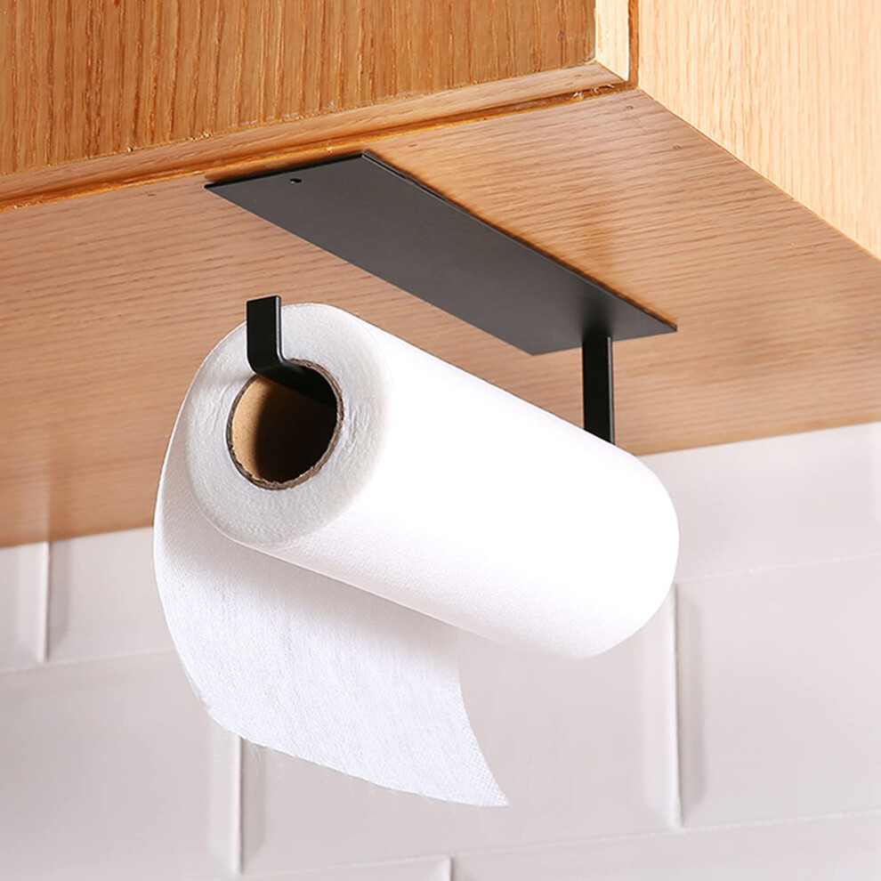 Kitchen Roll Holder, Kitchen Paper Rack Wall Mounted, Toilet Roll Holder,Napkins Storage Rack Holder Under Cabinet, Paper Towel Roll Holder Self